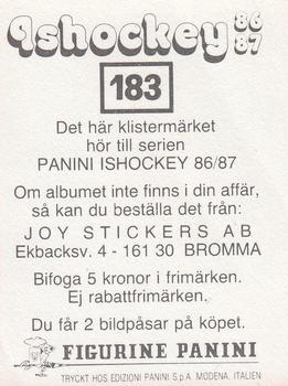 1986-87 Panini Ishockey (Swedish) Stickers #183 Lars Hurtig Back