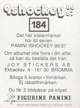 1986-87 Panini Ishockey (Swedish) Stickers #184 Johan Strömvall Back
