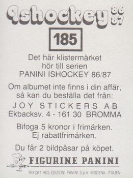 1986-87 Panini Ishockey (Swedish) Stickers #185 Jens Hellgren Back