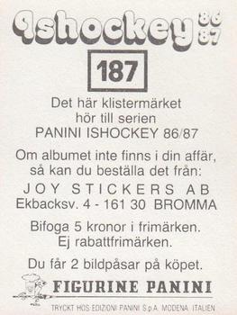 1986-87 Panini Ishockey (Swedish) Stickers #187 Stefan Nilsson Back