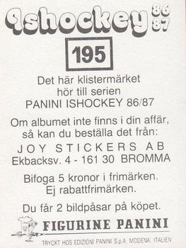1986-87 Panini Ishockey (Swedish) Stickers #195 Jouko Narvanmaa Back
