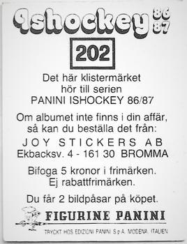 1986-87 Panini Ishockey (Swedish) Stickers #202 Jens Johansson Back