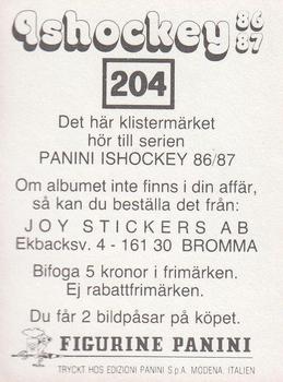 1986-87 Panini Ishockey (Swedish) Stickers #204 Lars Molin Back