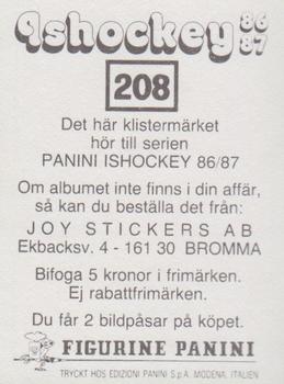 1986-87 Panini Ishockey (Swedish) Stickers #208 Anders Wikberg Back