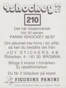 1986-87 Panini Ishockey (Swedish) Stickers #210 Ulf Odmark Back