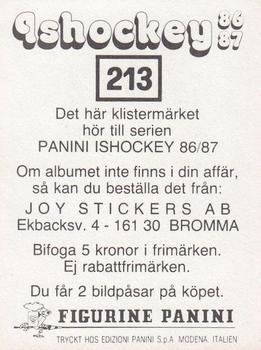 1986-87 Panini Ishockey (Swedish) Stickers #213 Ulf Sandstrom Back