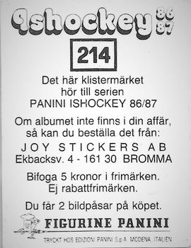1986-87 Panini Ishockey (Swedish) Stickers #214 Mikael Pettersson Back