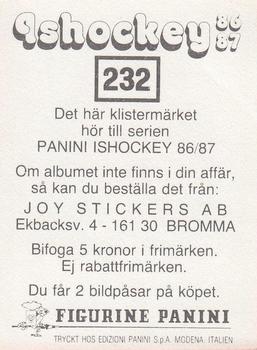 1986-87 Panini Ishockey (Swedish) Stickers #232 Johnny Forsman Back