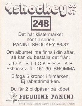 1986-87 Panini Ishockey (Swedish) Stickers #248 Anders Eldebrink Back