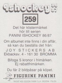 1986-87 Panini Ishockey (Swedish) Stickers #259 Thom Eklund Back
