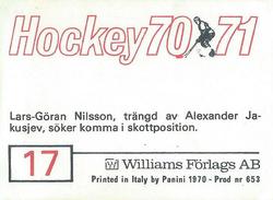 1970-71 Williams Hockey (Swedish) #17 Alexander Yakushev / Lars-Goran Nilsson Back