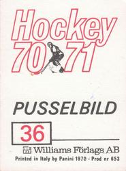 1970-71 Williams Hockey (Swedish) #36 USSR vs. Sweden Back