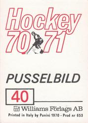 1970-71 Williams Hockey (Swedish) #40 USSR vs. Sweden Back