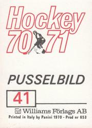 1970-71 Williams Hockey (Swedish) #41 USSR vs. Sweden Back