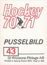 1970-71 Williams Hockey (Swedish) #43 USSR vs. Sweden Back