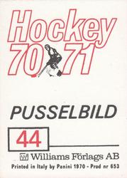 1970-71 Williams Hockey (Swedish) #44 USSR vs. Sweden Back