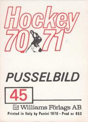 1970-71 Williams Hockey (Swedish) #45 USSR vs. Sweden Back