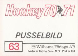 1970-71 Williams Hockey (Swedish) #63 Leif Holmqvist Back