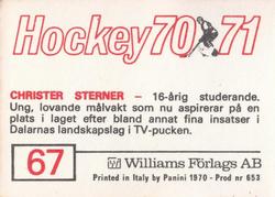 1970-71 Williams Hockey (Swedish) #67 Christer Sterner Back