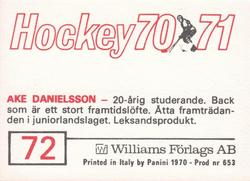 1970-71 Williams Hockey (Swedish) #72 Ake Danielsson Back