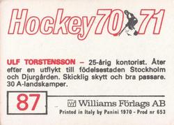 1970-71 Williams Hockey (Swedish) #87 Ulf Torstensson Back