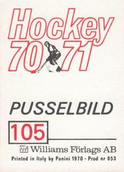 1970-71 Williams Hockey (Swedish) #105 Finland vs. CSSR Back