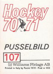 1970-71 Williams Hockey (Swedish) #107 Finland vs. CSSR Back