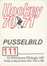 1970-71 Williams Hockey (Swedish) #111 Finland vs. CSSR Back
