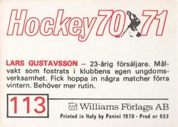 1970-71 Williams Hockey (Swedish) #113 Lars Ake Gustavsson Back
