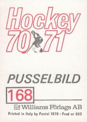 1970-71 Williams Hockey (Swedish) #168 Sweden vs. CSSR Back