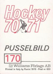 1970-71 Williams Hockey (Swedish) #170 Sweden vs. CSSR Back