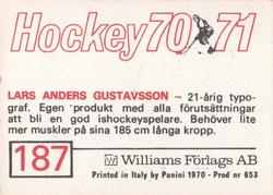 1970-71 Williams Hockey (Swedish) #187 Lars-Anders Gustavsson Back
