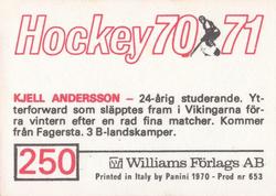 1970-71 Williams Hockey (Swedish) #250 Kjell Andersson Back