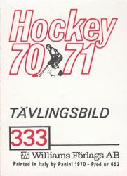1970-71 Williams Hockey (Swedish) #333 Anders Hedberg Back