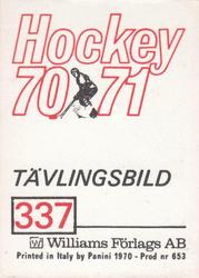 1970-71 Williams Hockey (Swedish) #337 Anders Hedberg Back