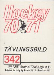 1970-71 Williams Hockey (Swedish) #342 Anders Hedberg Back