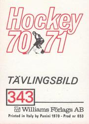 1970-71 Williams Hockey (Swedish) #343 Anders Hedberg Back