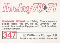 1970-71 Williams Hockey (Swedish) #347 Vladimir Bednar Back