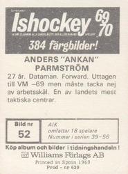 1969-70 Williams Ishockey (Swedish) #52 Anders Parmstrom Back