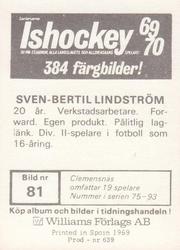 1969-70 Williams Ishockey (Swedish) #81 Sven-Bertil Lindstrom Back