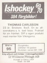 1969-70 Williams Ishockey (Swedish) #95 Thomas Carlsson Back