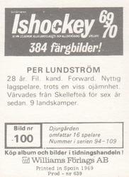 1969-70 Williams Ishockey (Swedish) #100 Per Lundstrom Back
