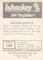 1969-70 Williams Ishockey (Swedish) #105 Roland Stoltz Back