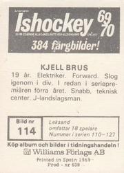 1969-70 Williams Ishockey (Swedish) #114 Kjell Brus Back