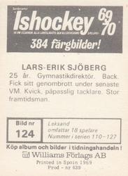 1969-70 Williams Ishockey (Swedish) #124 Lars-Erik Sjoberg Back