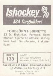 1969-70 Williams Ishockey (Swedish) #133 Torbjorn Hubinette Back