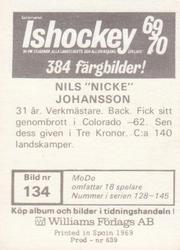 1969-70 Williams Ishockey (Swedish) #134 Nicke Johansson Back