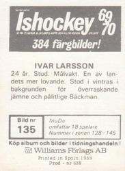 1969-70 Williams Ishockey (Swedish) #135 Ivar Larsson Back