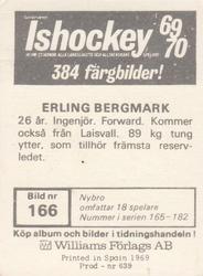 1969-70 Williams Ishockey (Swedish) #166 Erling Bergmark Back