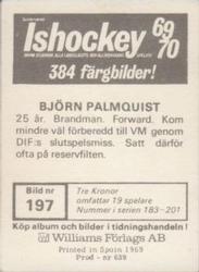 1969-70 Williams Ishockey (Swedish) #197 Bjorn Palmqvist Back